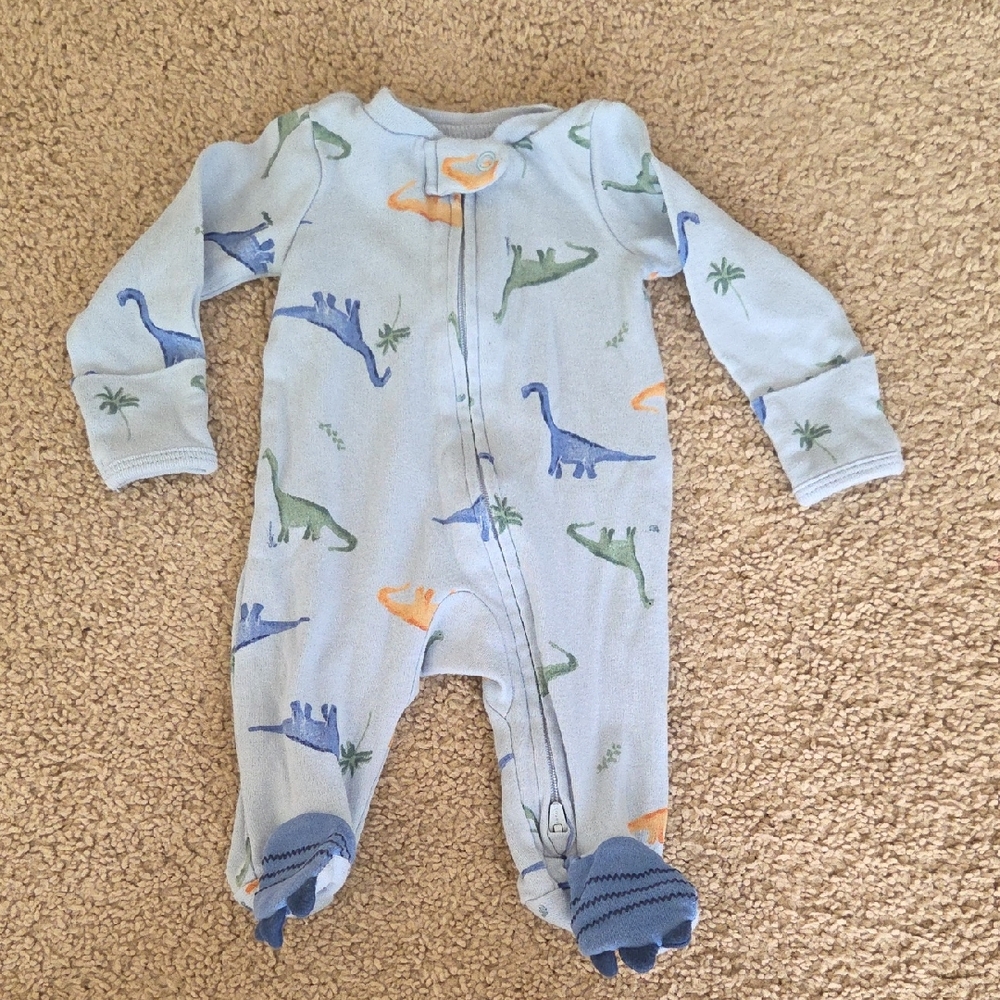 Carter's Light Blue Dinosaur Footie Pajamas